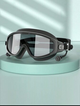 2pcs/Set (Swimming Cap + Swimming Goggles) Waterproof Anti-Fog High Definition Professional Myopia Large Frame Swimming Goggles, Unisex Swimming Cap Equipment Diving Mask