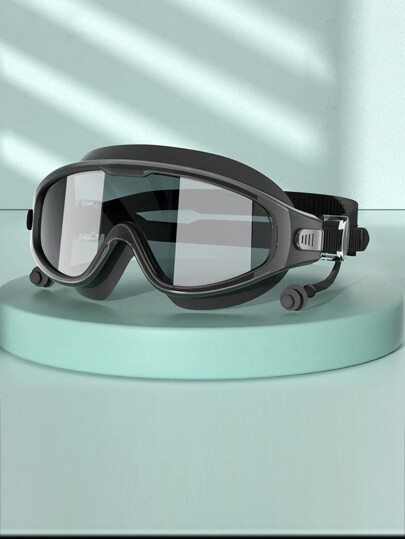 2pcs/Set (Swimming Cap + Swimming Goggles) Waterproof Anti-Fog High Definition Professional Myopia Large Frame Swimming Goggles, Unisex Swimming Cap Equipment Diving Mask