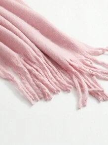 1pc Women Multicolor Long Faux Cashmere Warm Solid Color Scarf With Fashionable Tassels Suitable For Traveling And Shopping During Autumn And Winter Casual - Beige - View 5