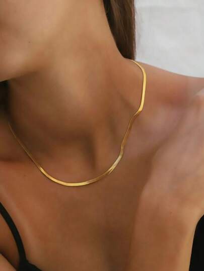 1 pieza Collar de cadena de moda delicado con simple de acero inoxidable