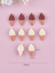 10 pièces/set Mignon En Résine Crème Glacée Pendentif À Bijoux DIY Pour Femme , Y Compris Boucles D'oreilles Et Collier Accessoire - Multicolore - Voir 4