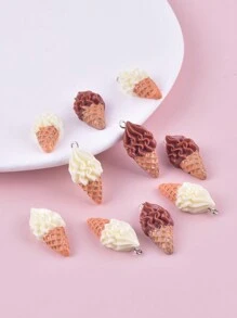 10 pièces/set Mignon En Résine Crème Glacée Pendentif À Bijoux DIY Pour Femme , Y Compris Boucles D'oreilles Et Collier Accessoire - Multicolore - Voir 3