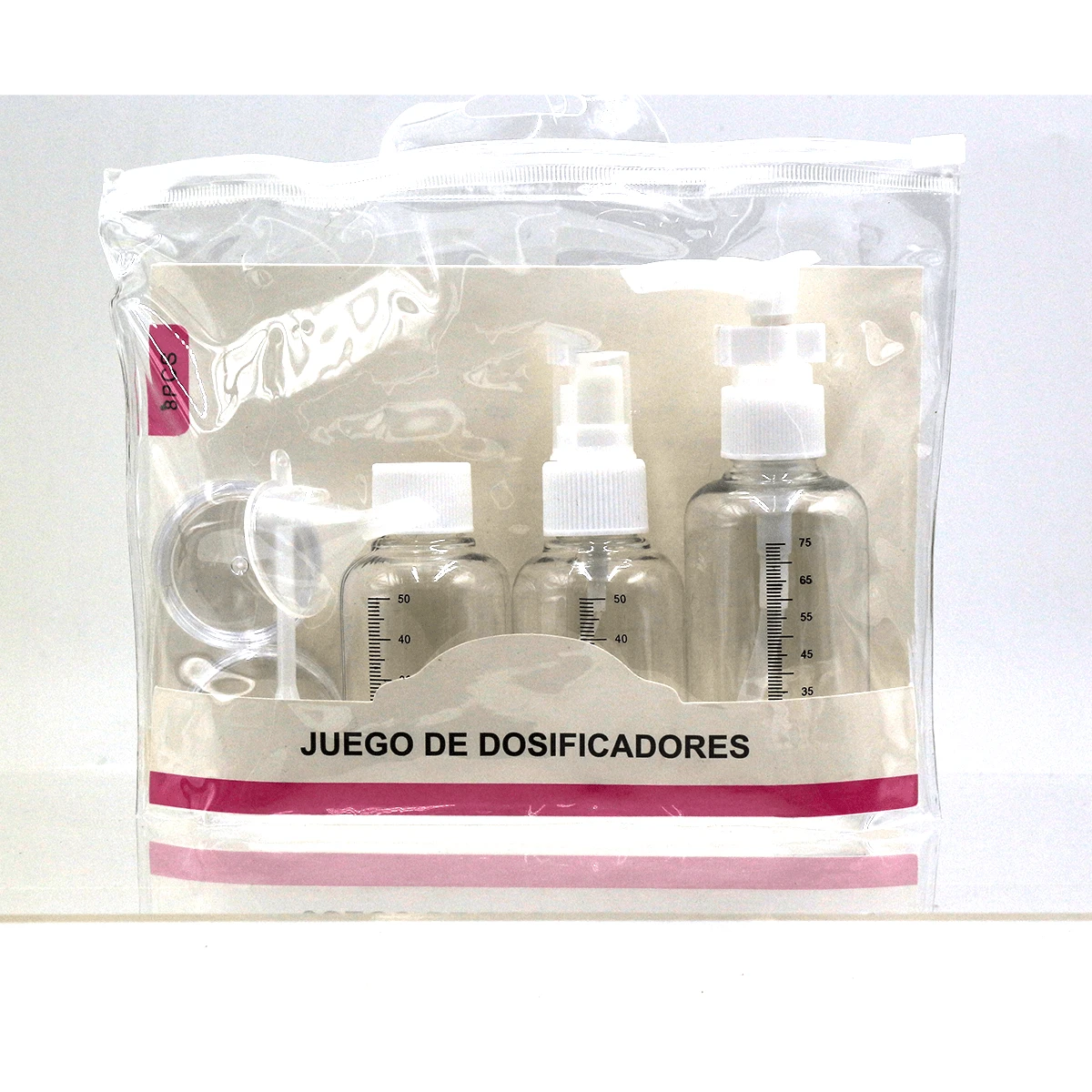 Juego De Dosificadores Kit Dispensador Atomizador Dosificador Botella Viajes Crema  recipientes portátiles para cosméticos, Porta líquidos y cremas cosméticos  Juego de 7 Unidades - transparente - Ver 1