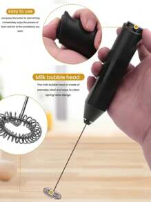 1入組2節aa電池操作電動打奶器(電池不包括在內) - 黑色 - 查看 5