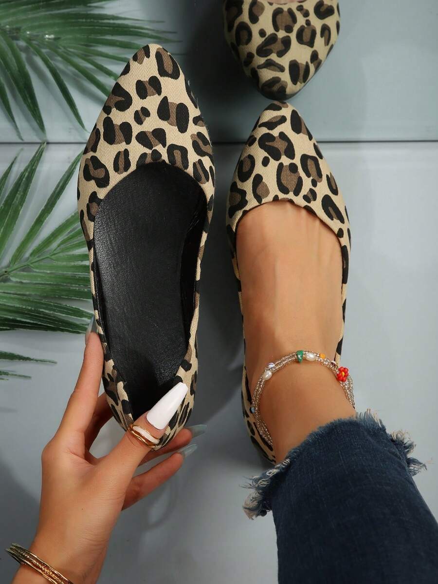 de mujeres con estampado de leopardo de punta Zapatos planos , otoño invierno de moda con casual Zapatillas planas - Multicolor - Ver 1