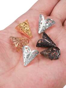 50入組16mm喇叭花帽(帶兩片葉子),diy珠寶製作材料,髮夾和髮夾飾品,復古空心花片