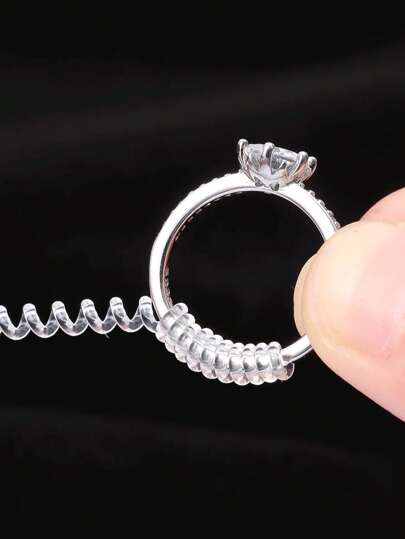 4 Stück/8 Stück transparenter Ringverkleinerer, unsichtbarer Verdrehkordel für zu große Ringe, verschiedene Größen erhältlich; 20 Stück Schmuckbeutel gegen Oxidation, tragbare Accessoire-Ohrring & Ring Aufbewahrungstaschen für den Schulanfang