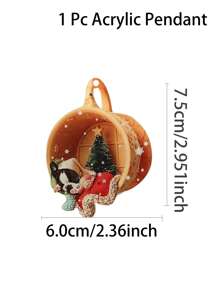 1入組可愛小狗亞克力聖誕掛飾,適用於家庭聖誕派對背景裝飾用品(非3d效果)
