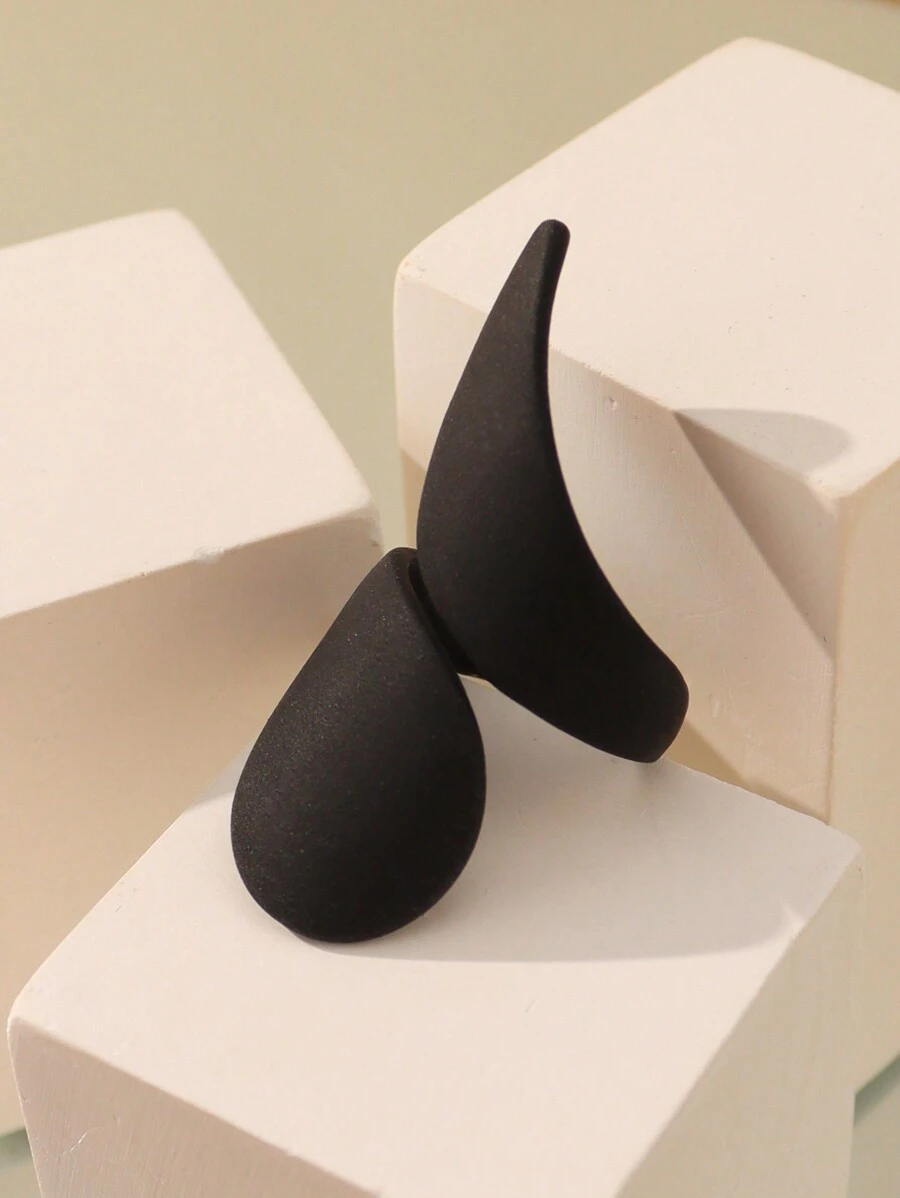 时尚哥特朋克风格多色和尺寸可调合金开口戒指，女巫戒指，爪形全铺水晶戒指，适合女性日常佩戴、节日、派对 - 黑色 - 查看 1