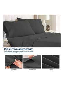 Juego de sábanas King Bluelander, 4 piezas - Negro - Ver 3