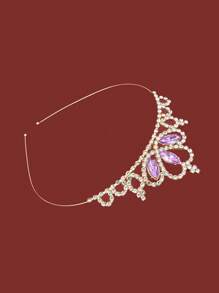 1 件裝新娘婚禮生日派對皇冠帶水鑽髮飾、舞台表演 - 紫色 - 查看 2