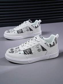 男款前綁帶運動戶外運動鞋,帶有字母細節,防滑透氣,適合街頭穿著和休閒散步,大學風格百搭運動鞋 - 黑色 - 查看 4