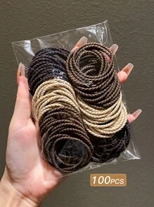 1pack/100pcs Women's Colored High-Elasticity Hair Ties Suitable For Daily Use Casual Ponytail Holders Hair Elastics Hair Rubber Bands Scrunchies Hair Rope, Hair Bobbles ,Gym Sport Outfit Hair Accessories Head Accessories