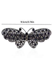 1pc Retro Elegant Butterfly Crystal Hair Clip - Grey - View 4