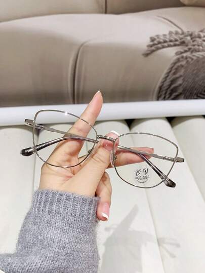 1 pieza Gafas de mujer con montura de metal en forma de ojo de gato color rosa, gafas decorativas versátiles y de moda para uso diario