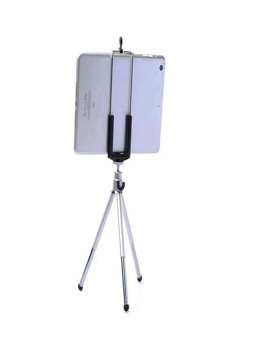 Mini Tripod Stand + Holder Compatible With IPad Mini 1 2 3 4 5 6 Tablet 7 Galaxy Tab Color Silver And Black. - Silver - View 1