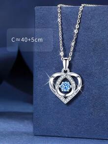 1入組精美Love心形墜飾項鍊帶獨特移動適合女士 - 藍色 - 查看 5