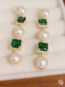 1 Paar Elegante, Modische Und Klassische Perlen- Und Zirkonvintage-ohrringe Für Den Täglichen Gebrauch Von Frauen