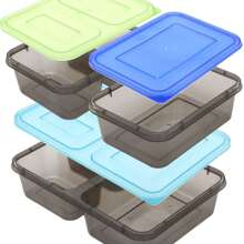 Youngever 9 Sets Meal Prep Containers, Reusable Plastic Food Storage Container Boxes Container Boxes (3 Size) - Verschiedenfarbig - Übersicht 3