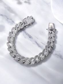 1 Miếng Duyên dáng 9MM Sọc Zirconia Chuỗi vòng tay Đối với phụ nữ S925 Bạc nguyên chất Ngày lễ tình nhân Hip Hop Tốt Quý cô Đồ trang sức Qủa tặng - Bạc - Xem 6