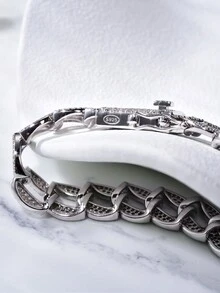 1 Miếng Duyên dáng 9MM Sọc Zirconia Chuỗi vòng tay Đối với phụ nữ S925 Bạc nguyên chất Ngày lễ tình nhân Hip Hop Tốt Quý cô Đồ trang sức Qủa tặng - Bạc - Xem 8