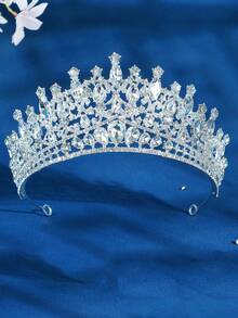 1 件新娘配饰奢华水钻套装头饰大气复古发饰克莱因蓝宝石新娘头饰