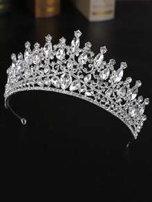 1 件新娘配饰奢华水钻套装头饰大气复古发饰克莱因蓝宝石新娘头饰