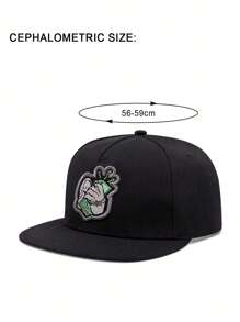 1個時尚的平口刺繡棒球帽，適合男士日常穿著 - 黑色 - 查看 3