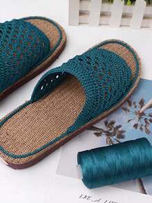 1.5毫米亞麻仿冰絲編織線,適用於鉤織、帽子和鞋子diy材料,中空款式 - 酒紅色 - 查看 5