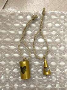 1Pc Rustic Vintage Bell With Tie Rope Tin Bell Christmas Decor Pendants Copper Bells Wall Hanging Pendant Party Decorations,Home Decor ,Room Decor,Wall Decor - Gold - View 4