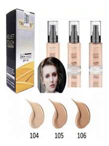 Base De Maquillaje Tailaimei Velvet Touch Alta Cobertura 104 es el color más claro, Tostado es el color medio y Wheat es el color más oscuro. - 104 Light Ivory - Ver 7