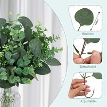 Mother's Day Decoration 9/30/60/120 Pcs 3 Kinds Mixed Eucalyptus Leaves Stems Bulk Artificial Silver Dollar Eucalyptus Leaves Picks Dried Eucalyptus Bundle Faux Spray For Wedding Vase Bouquet Floral Arrangement Decor Gifts Birthday Graduation,Fake Plants