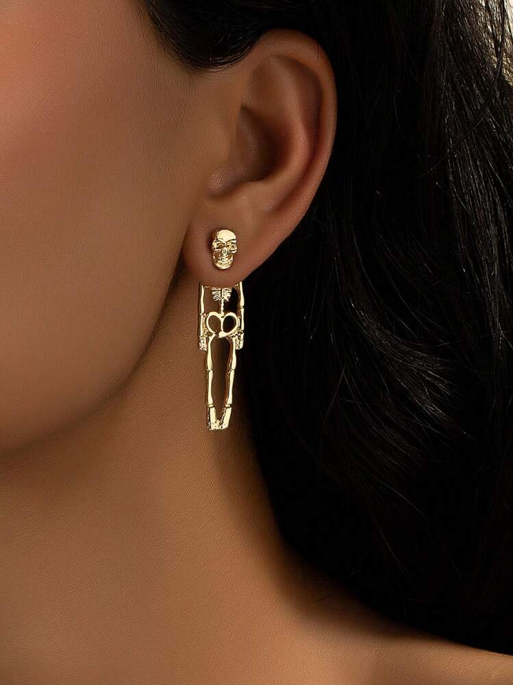 AIEX Pendientes De Esqueleto De Plata Ligeros – Joya Articulada Para Disfraz De Bruja O Calabaza, Unisex Para Niños Y Adultos