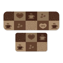 KIT 2 Tapetes de Cozinha COFFEE MARROM Antiderrapante DcoreAqui - Marrom - Visão 1