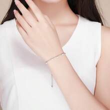 WOSTU 1個時尚新款925銀月亮和星星珠子手鍊,雛菊和小精靈珠子手鍊,婦女優雅珠寶