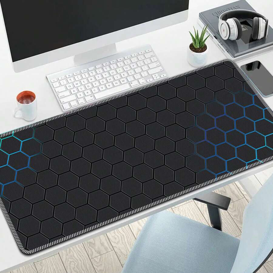 Mouse Pad For Office Computer Keyboard Desk Pad With Mechanical Honeycomb Rubber, Non-slip, Gaming Desk Mat (large Size) - Blue - View 1