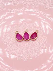 3入組天然石頭青色金色邊吊墜適用於DIY女性男士項鍊首飾配件 - 薄荷藍 - 查看 6