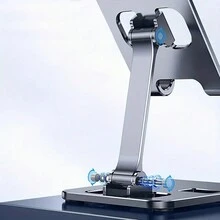 耐用鋁合金手機支架：穩定、便攜和家庭辦公桌上型手機平板電腦通用折疊支架手機支撐架手機支架 - 灰色 - 查看 7