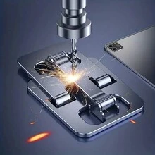 耐用鋁合金手機支架：穩定、便攜和家庭辦公桌上型手機平板電腦通用折疊支架手機支撐架手機支架 - 灰色 - 查看 6