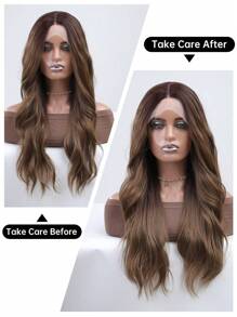 HAIRCUBE 13*4*1 T Part Lace Wigs, 26 And 30 Inch Long Brown Curly Wigs Synthetic Lace Wigs For Party Daily Use - Brown - View 7