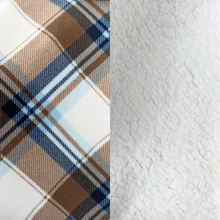 abrigo corto de cuadros chamarra de peluche de moda chaqueta afelpada doble forro - Multicolor - Ver 7