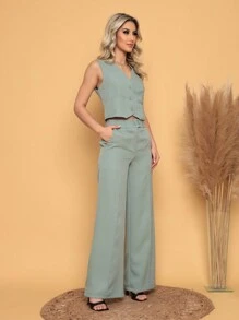 Women Two-piece Outfits - Dusty Blue - View 4