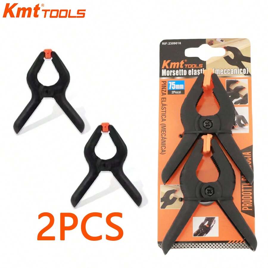 KMT 2PCS 75mm/3inch Professional Plastic Small Spring Clamps Heavy Duty for Crafts or Plastic Clips and Backdrop Clips Clamps - Black - View 1