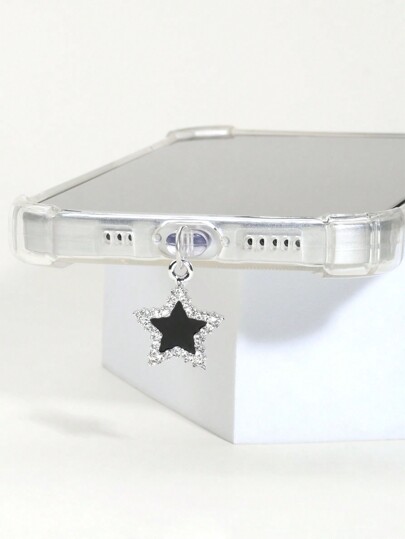 1pc Rhinestone Embedded Star Shaped Dust Plug Compatible With Apple/Type-C Ports, Charging & Data Protection For Mobile Phones