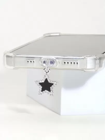 1入組嵌有鑽石的星形防塵塞，適用於蘋果 / Type-C 接口，手機充電與資料保護