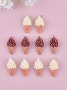 10 pièces/set Mignon En Résine Crème Glacée Pendentif À Bijoux DIY Pour Femme , Y Compris Boucles D'oreilles Et Collier Accessoire - Multicolore - Voir 2