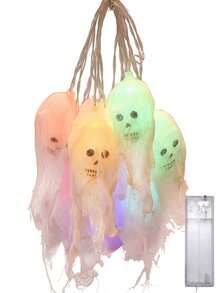 2.5m/10-head Halloween Skull Led String Light For Atmosphere/decoration, Battery Operated - Multicolor - View 4
