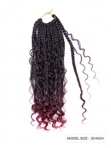 20" 12 Cabello De Trenzas De Caja De Ganchillo Con Extremos Rizados, Extensiones De Cabello Trenzado De Estilo Boho Con Degradado De Color De Pelo Para Mujeres, Para Uso Diario, De Fiesta, Decoración De Halloween Y Pelucas De Moda (ombre, Tbug) - Degradado - Ver 2