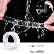 1m Transparent Traceless Nano Tape, Reusable And Washable Acrylic Double Sided Adhesive - White - View 4