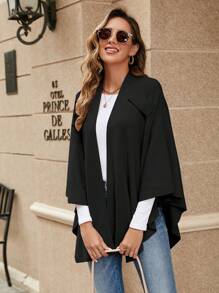 1 Pieza Versátil Pañuelo De Color Sólido Para Mujeres Con Hebilla, Se Puede Usar Como Chal, Adecuado Para Uso Diario - Negro - Ver 3